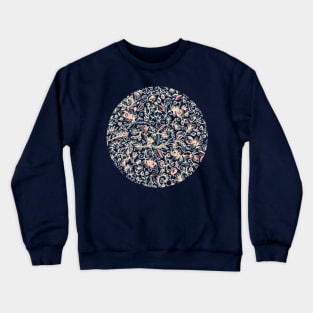 Navy Garden - floral doodle pattern in cream, dark red & blue Crewneck Sweatshirt